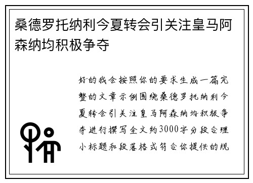 桑德罗托纳利今夏转会引关注皇马阿森纳均积极争夺 桑德罗托纳利今夏转会引关注皇马阿森纳均积极争夺